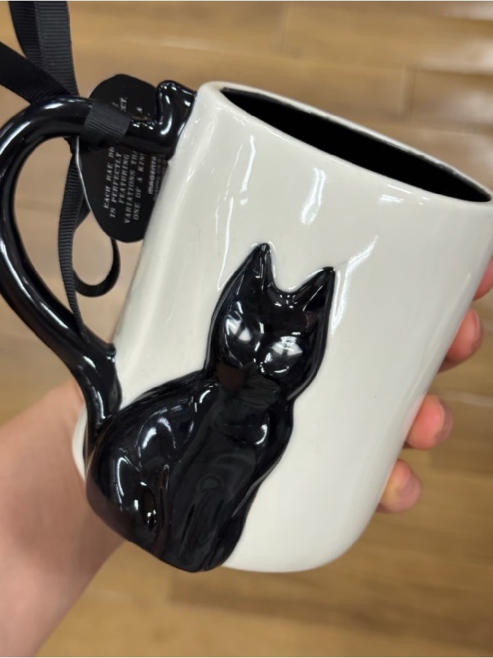 White Ceramic Mug with Black Cat Accent - Home Art Glass Art